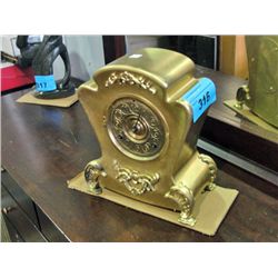 Antique gold painted metal crafted mantel clock