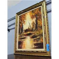 Framed original oil on canvas painting signed by