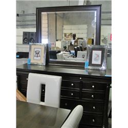 Cherry finish 9 drawer bedroom dresser with mirror