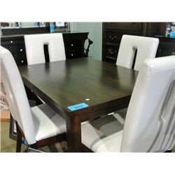 Contemporary 5pc dinette set; table with 4 white