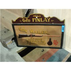 Decorative wooden gun maker wall hanging sign