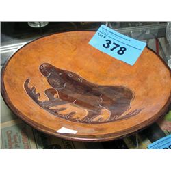 Hand crafted stone carved bowl with hippo motiff