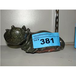 Hand crafted stone carved hippo figurine
