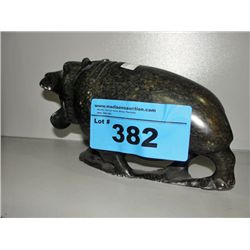 Hand crafted stone carved hippo figurine