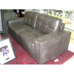 Contemporary 2pc brown leather sofa and chair set