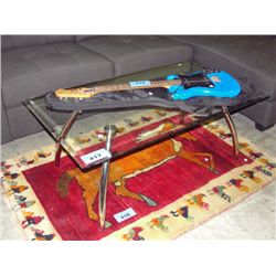 Contmemporary chrome and glass coffee table