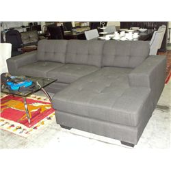 2pc contemporary grey upholstered sectional sofa