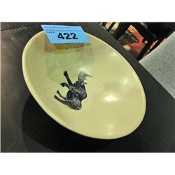 Hand crafted stone carved bowl with black rhino