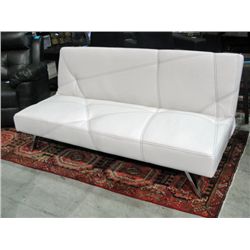 White contemporary leather fold down sofa bed