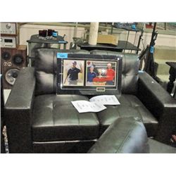 Contemporary brown leather love seat