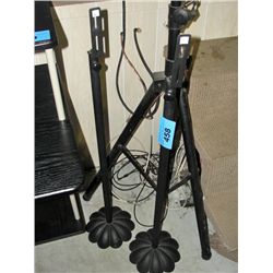 Pair of heavy black metal speaker stands