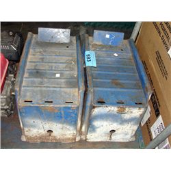 Pair of blue metal auto mechanics car stands