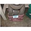 Image 1 : Purple milk crate filled with assorted utility