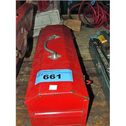 REd metal tool box and contents