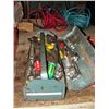 Image 1 : Greyish metal tool box and contents