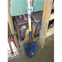 Garden shovel and a broom