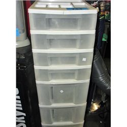 8compartment rolling white plastic storage cabinet