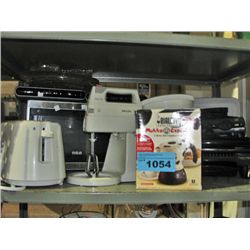 shelf lot of assorted small kitchen appliances