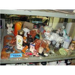 shelf lot of collectables and knickacks