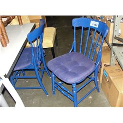 Pair of painted blue country side chairs