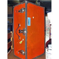 Orange metal storage trunk