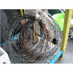 Large lot of barbed wire fencing