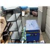 Image 1 : Pallet lot of misc; metal trunk, metal shelf unit