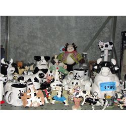 Shelf lot of cow collectables