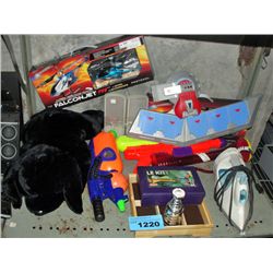 Shelf lot of childrens games and toys