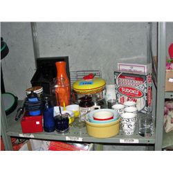 Shelf lot of glasswares kitchenwares household