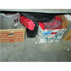 Shelf lot of misc items; heart shaped boxes, etc