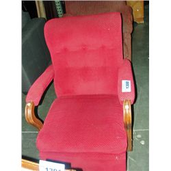 Red upholstered rocking chair