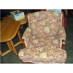 Floral pattern upholstered arm chair