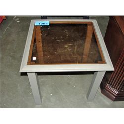 aluminum and glass top outdoor patio side table