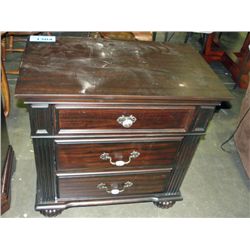Dark walnut finished 3 drawer night table