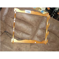 Wooden wallmount fishing rod rack