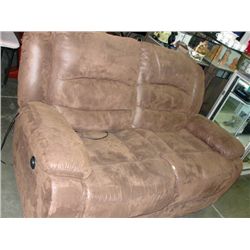 Brown leather 2pc electric reclining loveseat