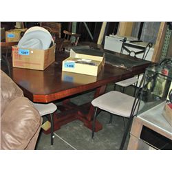 Single pedastol dining room table with one leaf