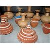 Image 1 : Lot of hand crafted clay wares; vases, lidded bowl