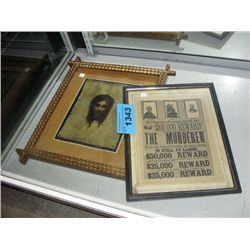 Framed john wilks booth wanted picture and framed
