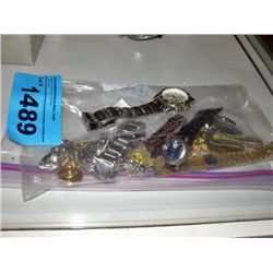 Bag of assorted wrist watches and pins