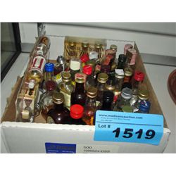 Box full of miniature liqour bottles