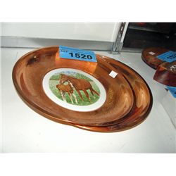 2 decorative porcelain and copper plates with