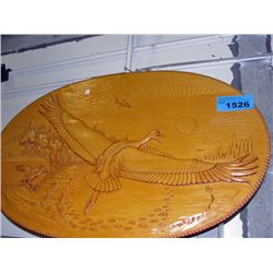 Hand carved wooden decorative wall hanging with