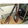 Image 1 : Large carved wooden fork and spoon set