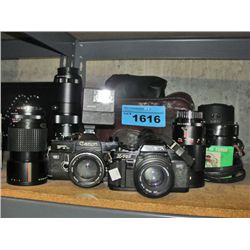 Vintage cannon and vintage minolta 35mm film