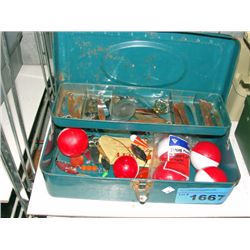 Fishermans tackle box and contents