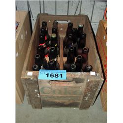 Vintage wooden coca cola crate filled with vintage
