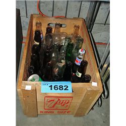 Vintage wooden 7Up crate filled with vintage