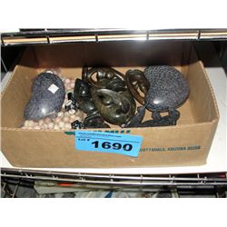 Box of assorted hand crafted stone carved
